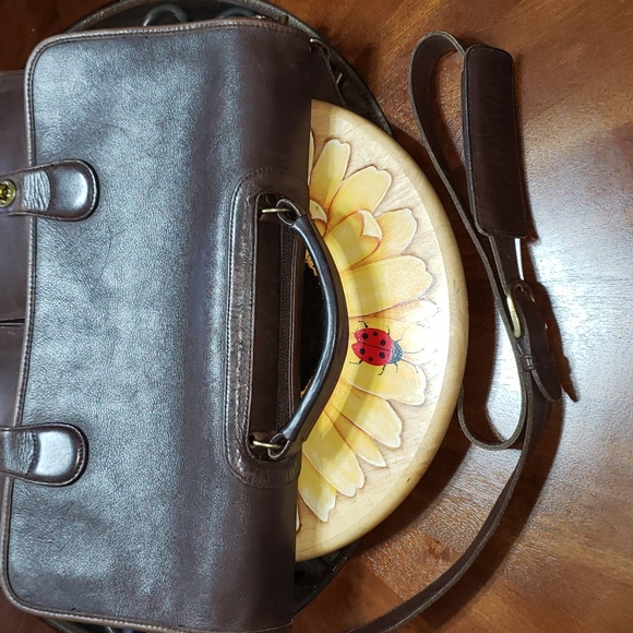 FF Vintage Green Fields Shafmaster Brown Leather Messenger Shoulder Briefcase - Picture 7 of 15